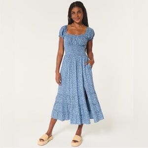 Hollister Saidie Short-Sleeve Tie-Back Midi Dress NWT Size Small Petite